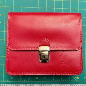 Red Italian Leather Messenger Purse (Missing Strap)
